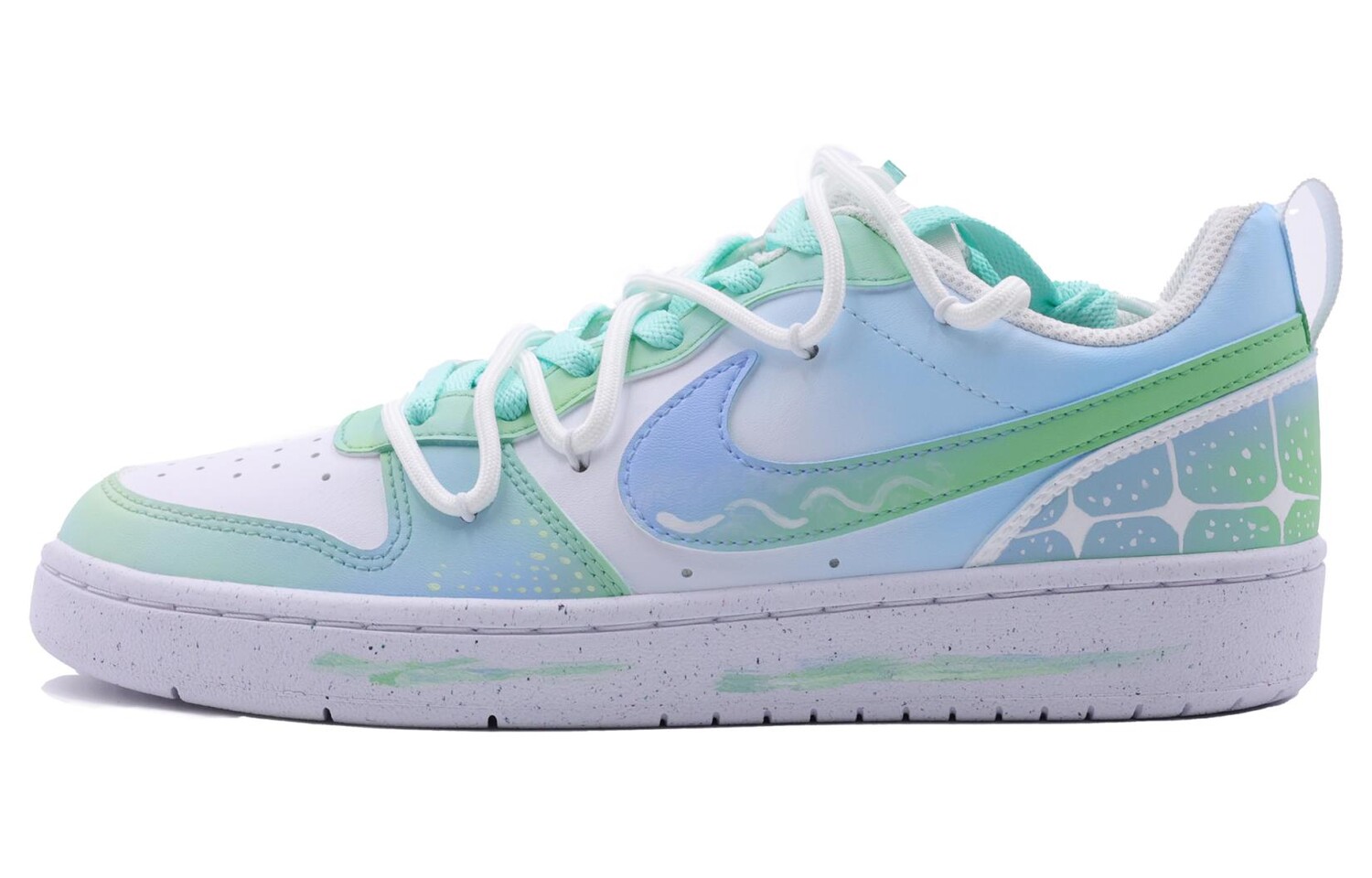 Кроссовки Nike Court Borough Skateboarding Shoes Women's Low-top Green/Blue, зеленый