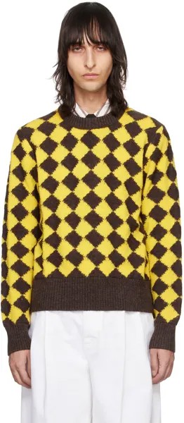 Коричнево-желтый свитер с ромбами Bottega Veneta