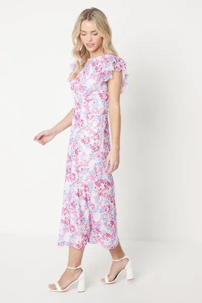 Платье миди Petite с оборками и ампирным швом Dorothy Perkins, мультиколор
