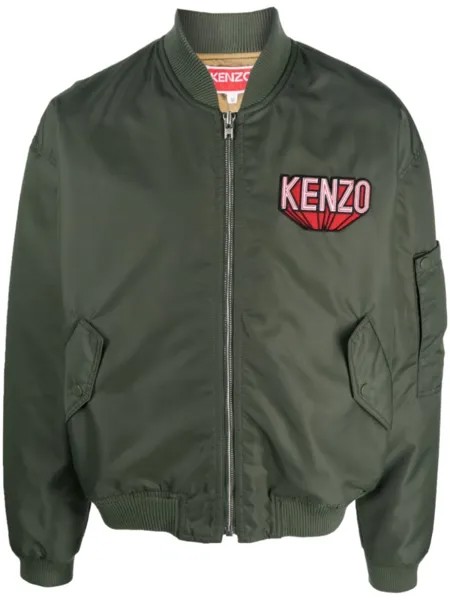 Kenzo бомбер с нашивкой-логотипом, зеленый