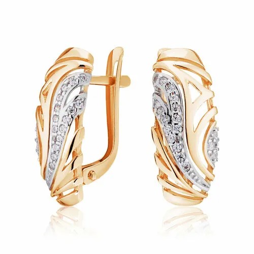 Серьги Ювелир Карат 1128757, красное золото, 585 проба, фианит
