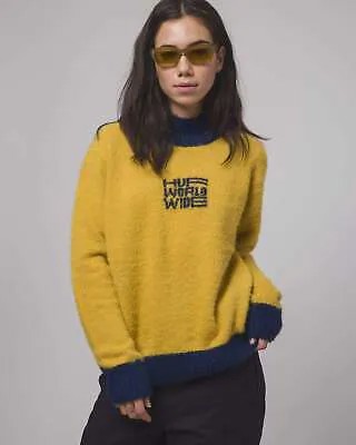 Жаккардовый вязаный свитер HUF Disorder женский золотой темно-синий повседневный топ для образа жизни