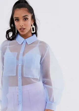 Рубашка с длинными рукавами из органзы ASOS DESIGN Petite-Бесцветный