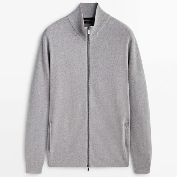 Кардиган Massimo Dutti Milano Knit, серый