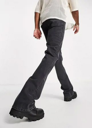Черные выбеленные джинсы клеш ASOS DESIGN-Черный