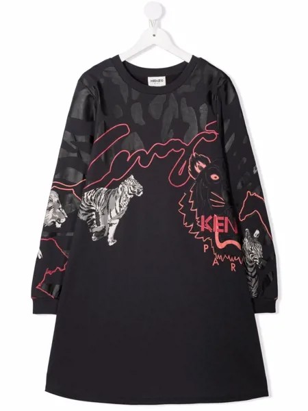 Kenzo Kids платье-толстовка с принтом