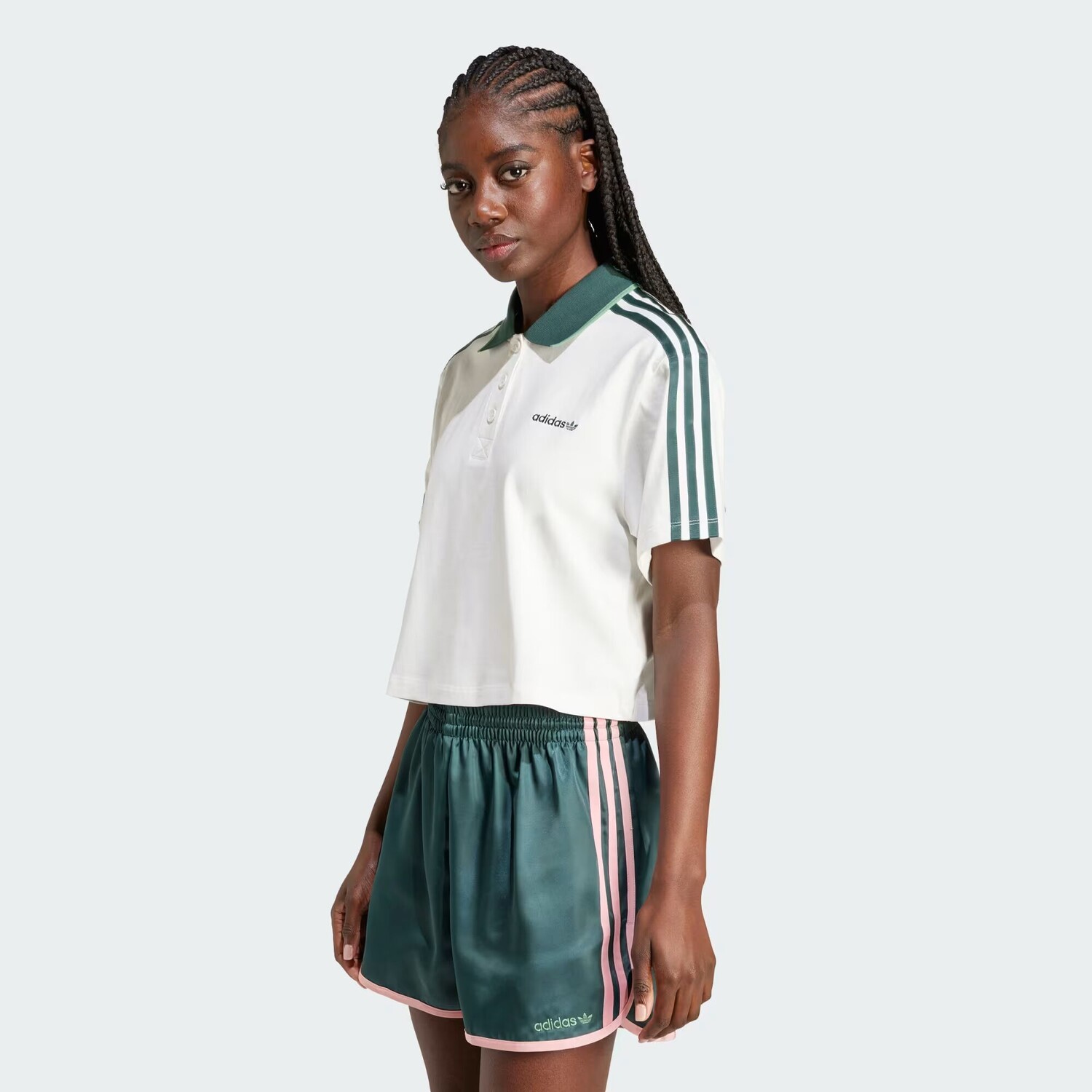 Свободная укороченная рубашка-поло Adidas, цвет Cloud White
