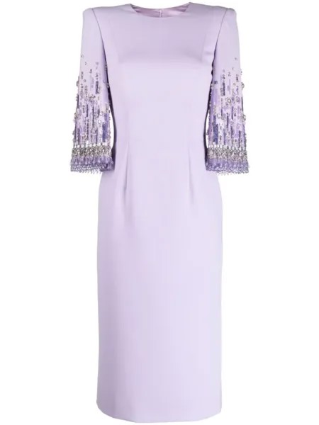 Декорированное платье миди Bergman Jenny Packham, фиолетовый