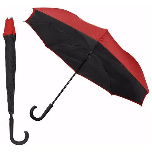 Двусторонний зонт Remax RT-U1 Red/автоматический легкий зонт/зонт полуавтомат Антиветер прочный/подарок женщине / зонтик / подарок мужчине/женский зонт/мужской зонт/ обратный зонт/реверсивный зонт/двухслойный зонт