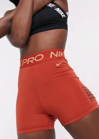Шорты с завышенной талией Nike Pro Training-Коричневый