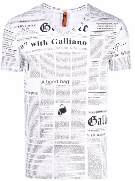 John Galliano Pre-Owned футболка 2000-х годов с газетным принтом