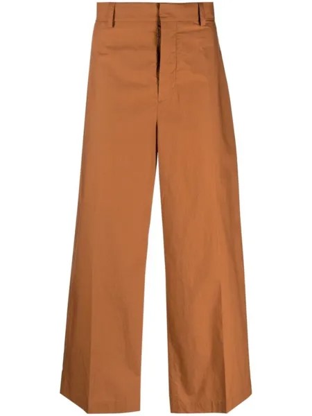 Nanushka wide-leg cotton trousers, коричневый
