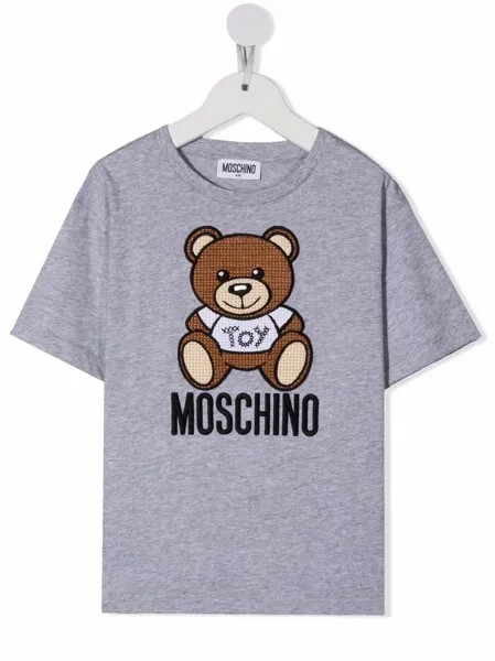 Moschino Kids футболка с вышитым логотипом