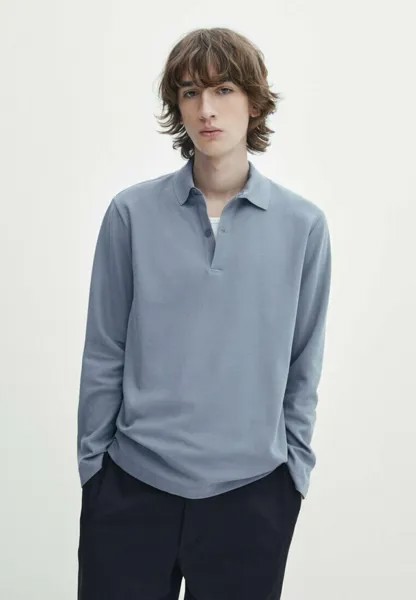 Рубашка-поло Microtextured Massimo Dutti, цвет light blue