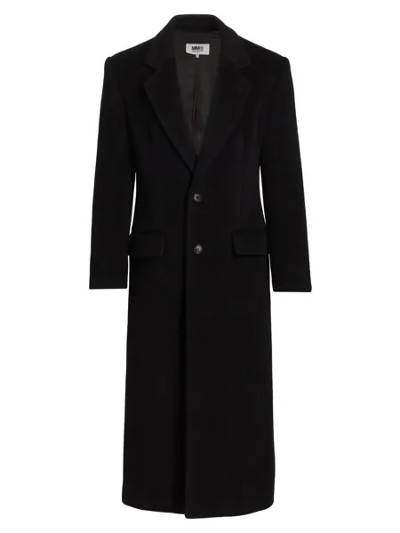 Пальто из натуральной шерсти и мохера MM6 Maison Margiela, черный