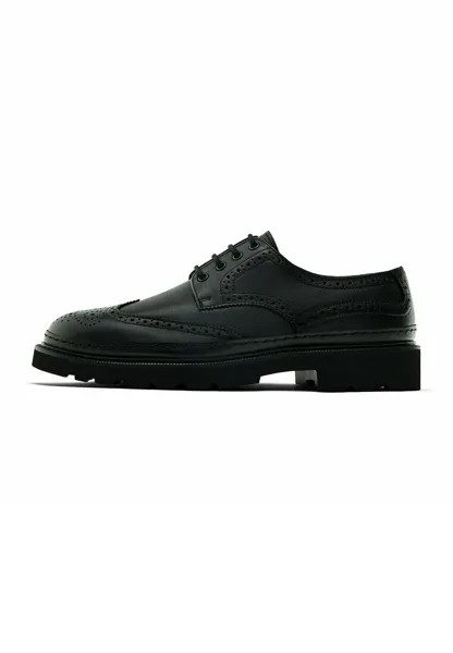 Деловые туфли на шнуровке BROGUES Massimo Dutti, цвет black