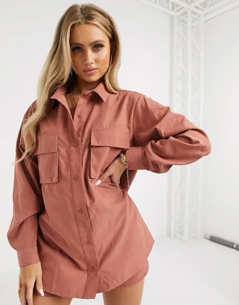 Рубашка рыжего цвета от комплекта в стиле милитари Missguided-Красный