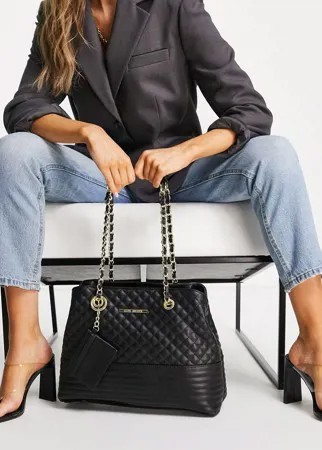 Черная стеганая сумка на плечо Steve Madden-Черный цвет