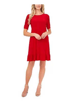 MSK Женское красное вечернее платье длиной до колена с короткими рукавами и круглым вырезом Petites PL