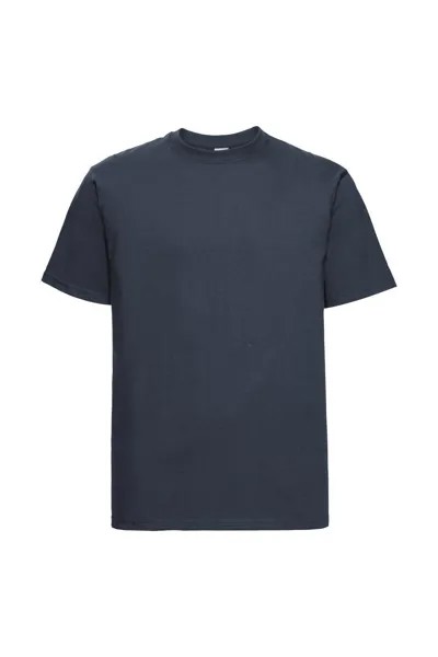 Классическая футболка с короткими рукавами европейского тяжелого веса кольцевого прядения Russell, темно-синий