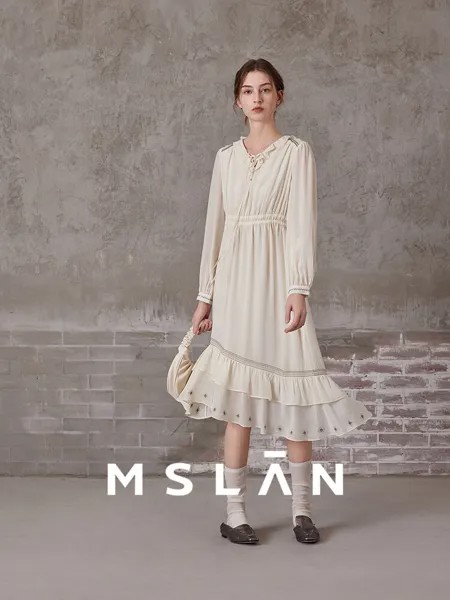 Платье Mslan с вырезом, песочный