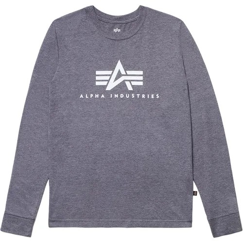 Лонгслив ALPHA INDUSTRIES, хлопок, размер M, серый