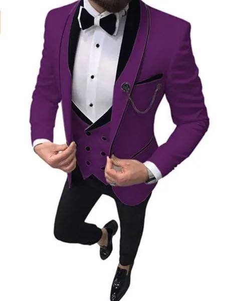 Классический фиолетовый костюм JELTONEWIN для жениха на одной пуговице, Свадебные Мужские костюмы для жениха, облегающий смокинг для деловечерн...