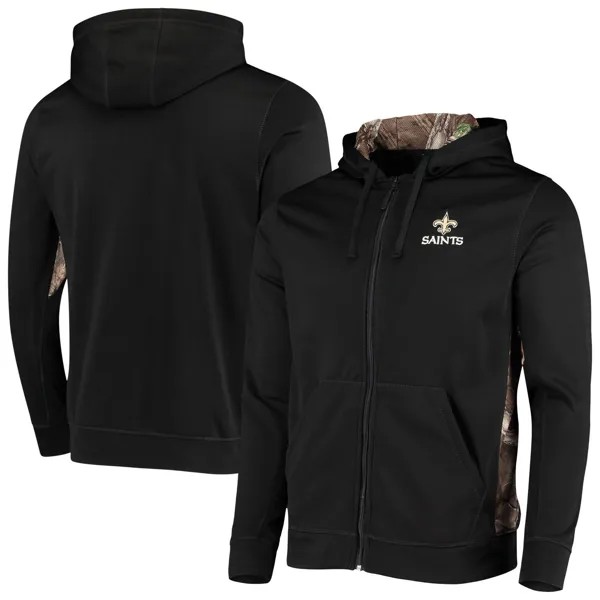Мужская толстовка с капюшоном Dunbrooke Black/Realtree Camo New Orleans Saints Decoy Tech Fleece с молнией во всю длину