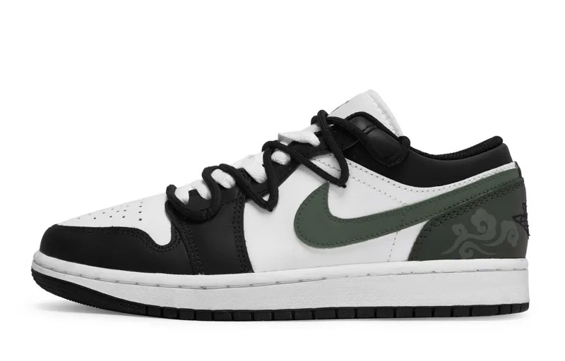 Кроссовки Air Jordan 1 Vintage Basketball Shoes Women's Low-top Green/white/black, зеленый