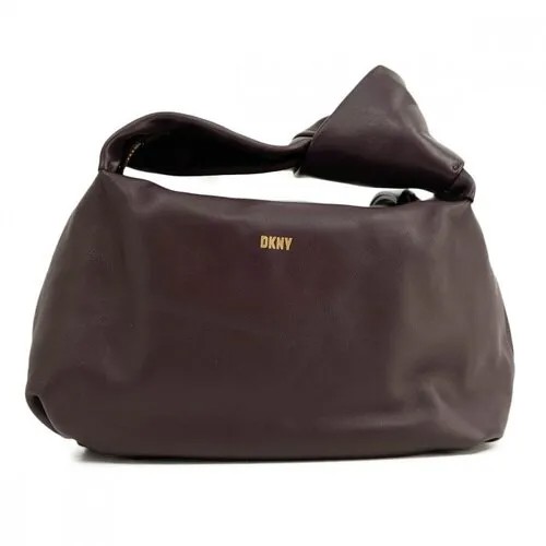 Сумка DKNY классическая, натуральная кожа, фиолетовый, черный