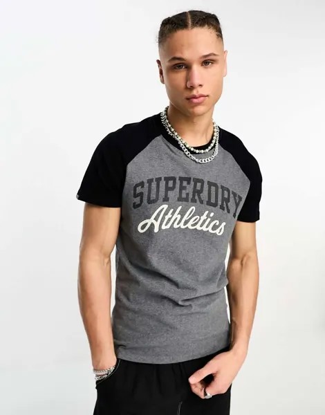 Серая спортивная футболка в винтажном стиле Superdry