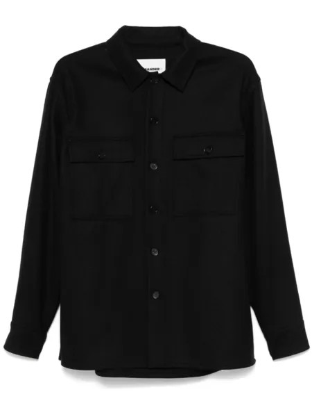 Jil Sander рубашка из вирджинской шерсти, черный