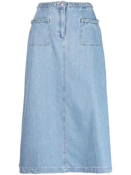 Rixo джинсовая юбка миди с плетением