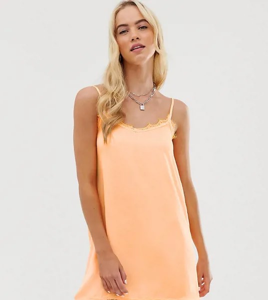 Платье-комбинация с кружевной отделкой New Girl Order-Оранжевый