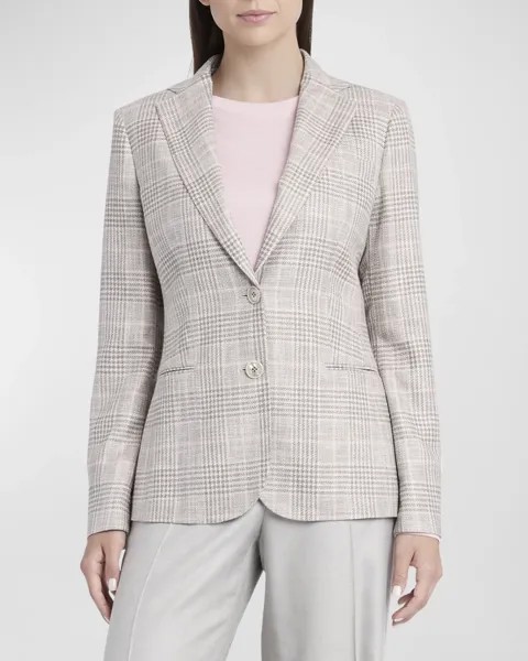 Однобортный кашемировый пиджак в клетку Kiton, цвет Beige