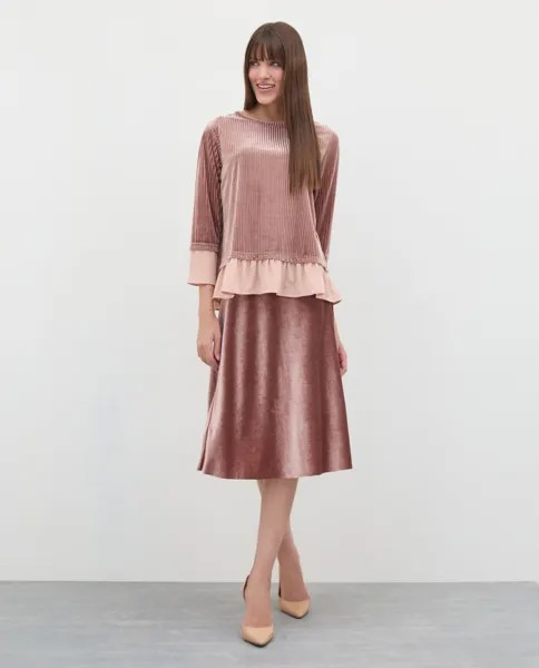 Женская бархатная юбка миди Iwie, пудрово-розовый