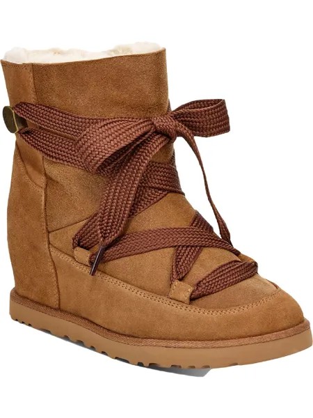 Женские замшевые зимние ботинки на танкетке Femme UGG, цвет Chestnut