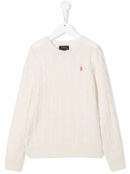 Ralph Lauren Kids джемпер фактурной вязки с воротником поло