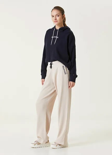 Кремовые вафельные спортивные штаны Tommy Hilfiger
