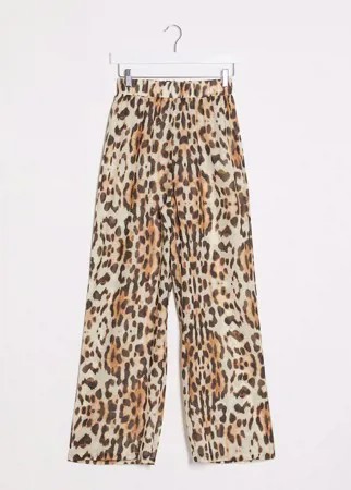 Пляжные брюки с леопардовым принтом Missguided-Коричневый цвет