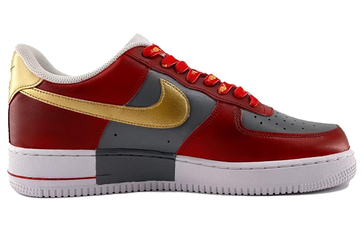 Кроссовки Nike Air Force 1 Skateboarding Shoes Women's Low-top Red, Gray, Gold, золотой/красный