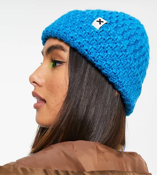 Синяя шапка-бини вязки кроше COLLUSION Unisex-Голубой