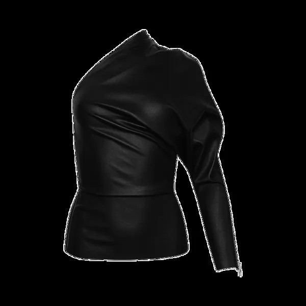 Топ Rick Owens One Shoulder Lambskin Long-Sleeve 'Black', черный