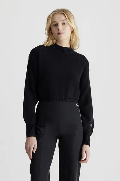 Короткий свитер из овечьей шерсти Calvin Klein Jeans, черный