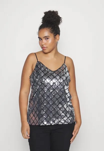 Топ Onccamilla Strap Singlet Singlet ONLY Curve, цвет black/silver