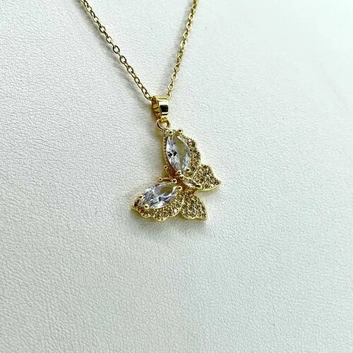 Колье, стекло, длина 53 см, горчичный