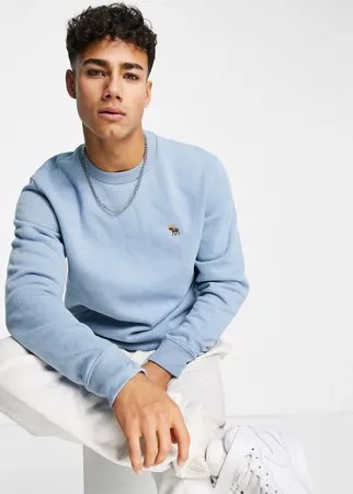 Oversized-лонгслив темно-серого цвета с нашивкой с логотипом на груди Abercrombie & Fitch-Серый