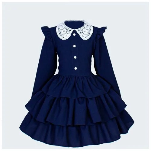 Школьное платье Laura, однотонное, размер 140, синий