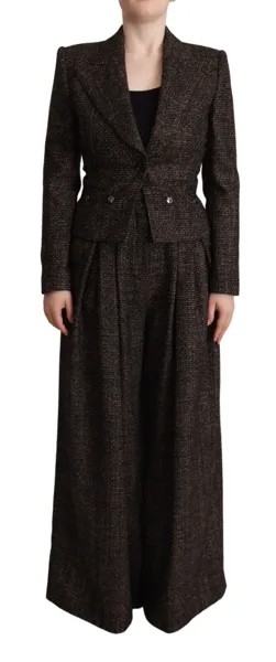 DOLCE - GABBANA Куртка Брюки Темно-коричневые шерстяные однобортные брюки из 2 предметов IT40/US6/S