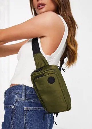 Нейлоновая сумка через плечо цвета хаки French Connection-Зеленый цвет